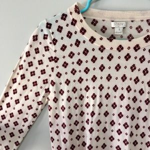 J. Crew 3/4 Sleeve Patterned Wool Sweater, Small